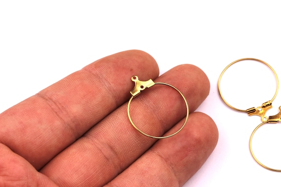 Brass Circle Wire-Brass Metal Accessories Circle Ear Wire - Earring Findings - Jewelry Supplies - 25x22mm - PP1088