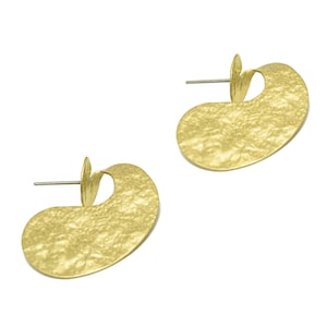 Hammered Earring Post - Brass Hammered Earring Stud - Brass Wavy Geometry Earring Post - Bent Earring Post - 28.77x26.11x0.65mm- PP8844