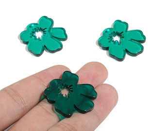 Acrylic Splash Earring Charm - Green Flower Earrings - Earring Findings - Jewelry Supplies - Color Code:A463 - 34.77x30.41x2.86mm - AC1923D