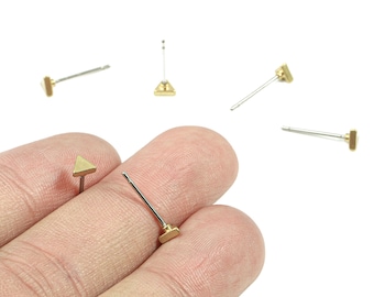 Brass Triangle Earring Stud - Raw Brass Triangle Earring Post - Steel Stud - Earring Post - Jewelry Supplies - 3.95x3.95x1.48mm - PP3146