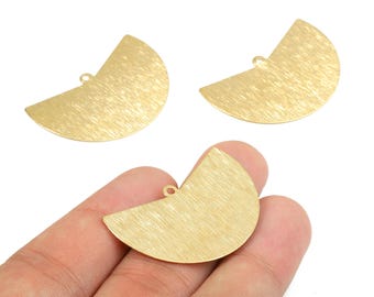 Raw Brass Textured Fan Charms – Earrings, Necklace, Jewelry Supplies (38.1x23mm) PP2567