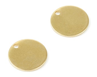 Personalized stamping blank - Brass Round Charms - Round Raw Brass Pendant - Earring Findings - 12.77x12.77x0.83mm - PP2024