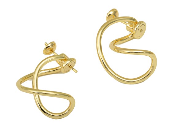 Brass Twisted 8 Earring Stud Spiral Earring Posts Bent Hoop