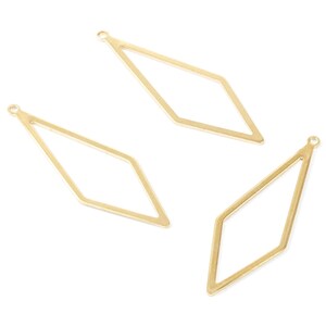 Connector Brass Rhombus - Rhombus Raw Brass - Brass Earring Findings - Jewelry Supplies - 42x14.48x0.76mm - PP1860 image 3