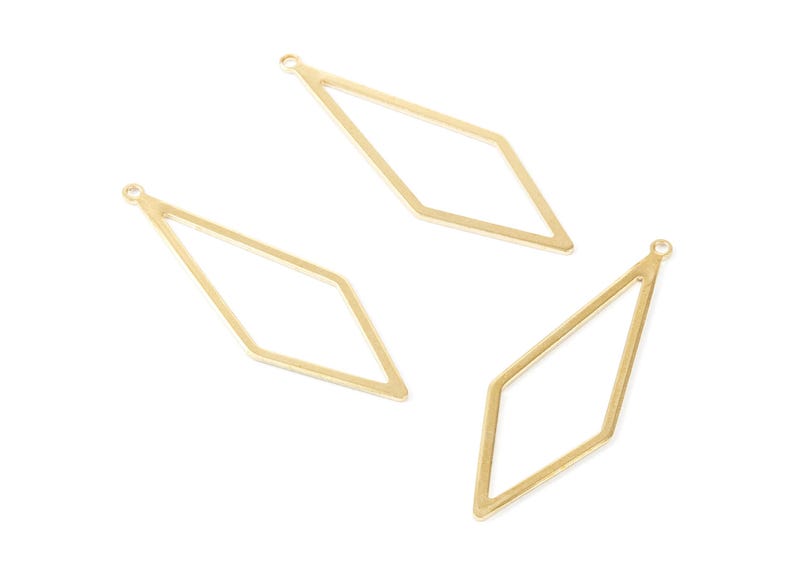 Connector Brass Rhombus - Rhombus Raw Brass - Brass Earring Findings - Jewelry Supplies - 42x14.48x0.76mm - PP1860 image 3