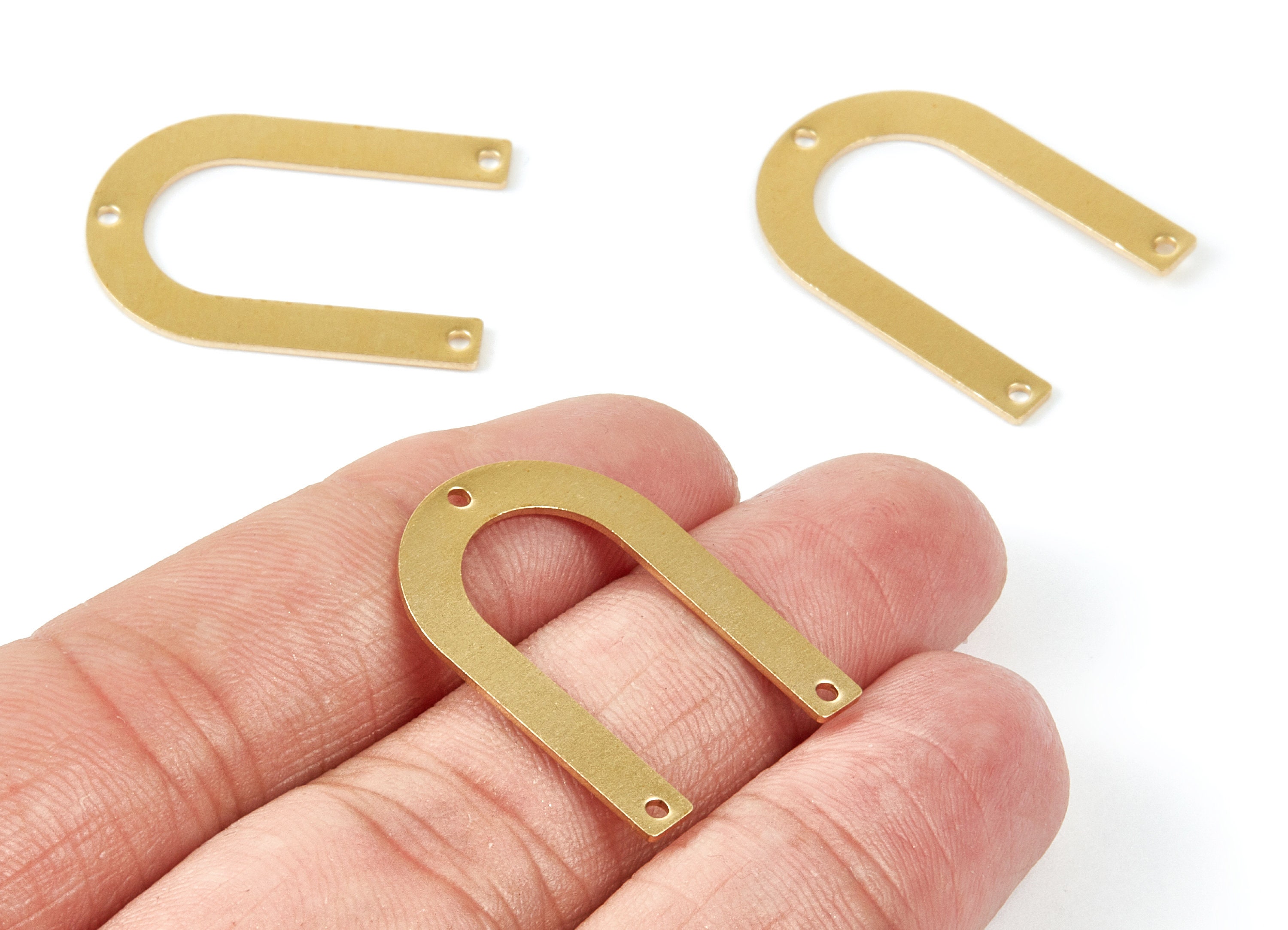 Brass U Charms U Shaped Raw Brass Connectors With 3 Holes Etsy
