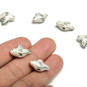 12pcs Glazed Ceramic Bird Beads - Carved  Bird Beads - Handmade Beads - Necklace Beads - Connectors Beads - 18.43x13.97x7.74mm - NS1448