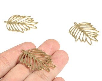 Brass Leaves Earring Charms - Raw Brass Leaves Pendant - Earring Findings - Jewelry Making Supplies - 38.5x28.44x0.79mm - PP3992
