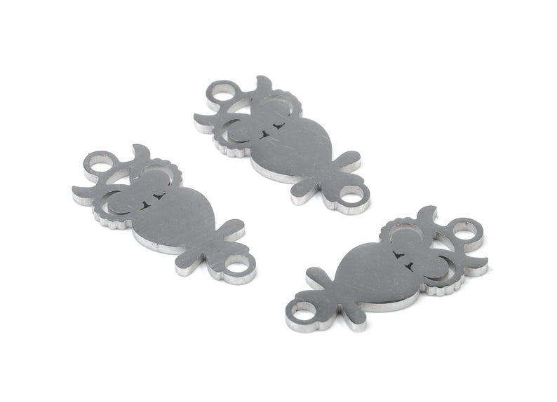 Stainless Steel Hoot Owl Connector - Hoot Owl Earrings Charms and Pendant - Bracelet Pendant - 17.78x8.23x0.95mm - SS1156 image 3