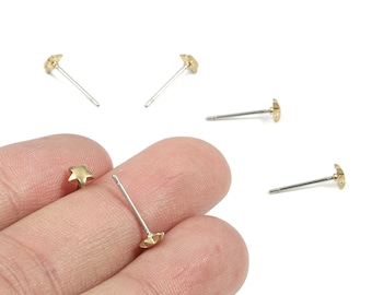 Örhänge i mässing med stjärna - Örhänge i rå mässing med stjärna - Stålörhänge - Örhänge - Smyckestillbehör - 14,63X5,02X1,45 mm - PP3160