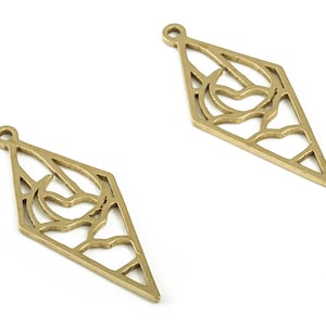 Rhombus Brass Pendant - Raw Brass Rhombus Earring Charms - Brass Crescent Charm - Jewelry Making Supplies - 23.87x9.84x0.78mm - PP4246