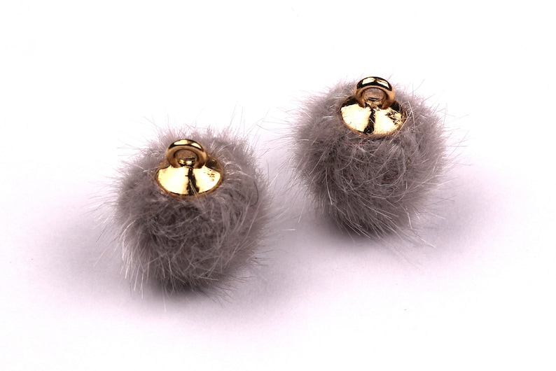 TT1001GY Earring Findings Jewelry Accessories Aluminum Alloy Pom Pom Earring Charms Fur Ball Pendant 15x10mm