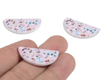 Colgantes acrílicos semicirculares para pendientes - Colgante acrílico de media luna impreso - Suministros para joyería - Código de color: B11 - 29,98 x 15 x 2,39 mm - AC1928-B11