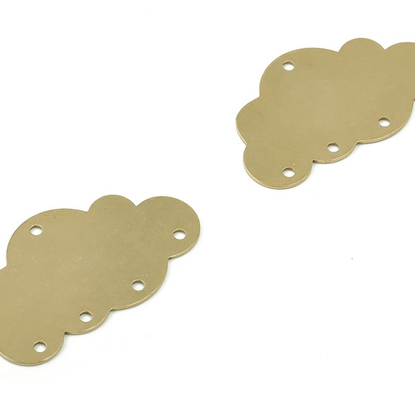 Brass Cloud Earring Connectors - Raw Brass Cloud Charms and Pendant - Jewelry Making Supplies - 34.92x20.37x0.56mm - PPZ0024