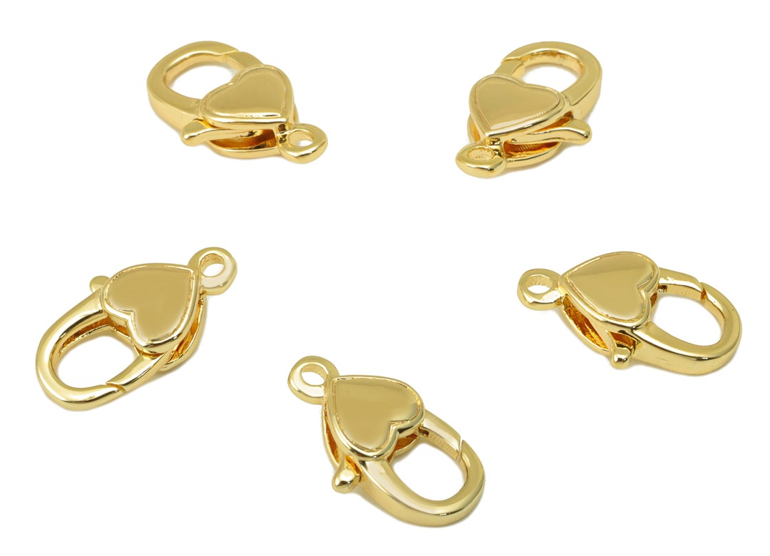 Brass Lobster Clasp Brass Heart Clasp Gold Mini Heart Etsy