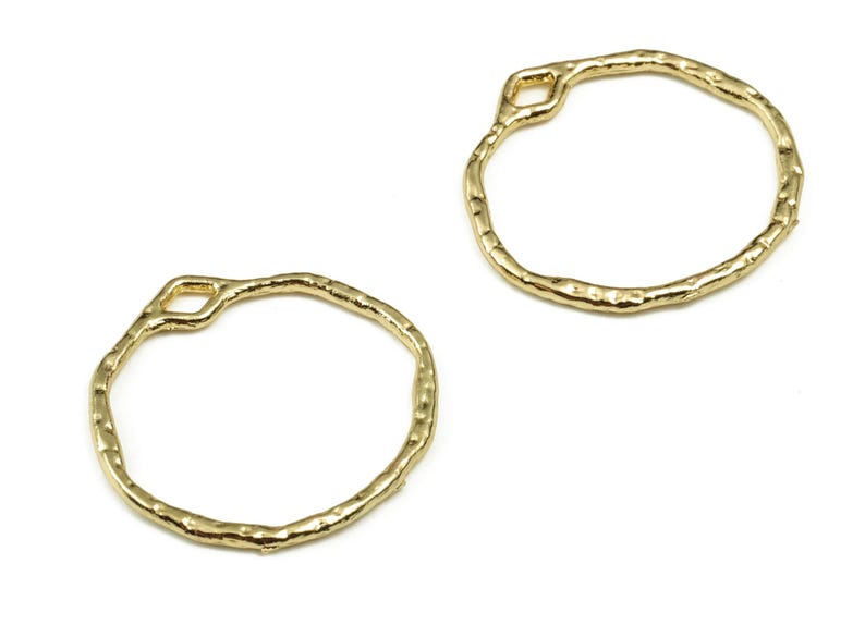 Gold Tone Plated Alloy Round Earring Charms – Zinc Alloy Pendant Jewelry Making (22.8x21.1x1.2mm) ZZ1805 image 2