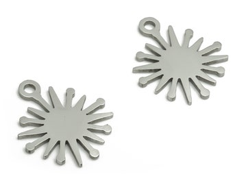 Stainless Steel Sun Earring Charms - Stainless Steel Sunburst Pendant - Jewelry Making Supplies - 17.64x14.99x0.94mm - SS1268