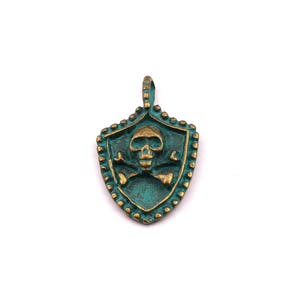 Faux Patina Pendant - Pirate Shaped - Alloy Charms - Antique Bronze Tone Necklace - Zinc Alloy Beads - Jewelry Supplies - 28x17x4.5mm ZZ1088