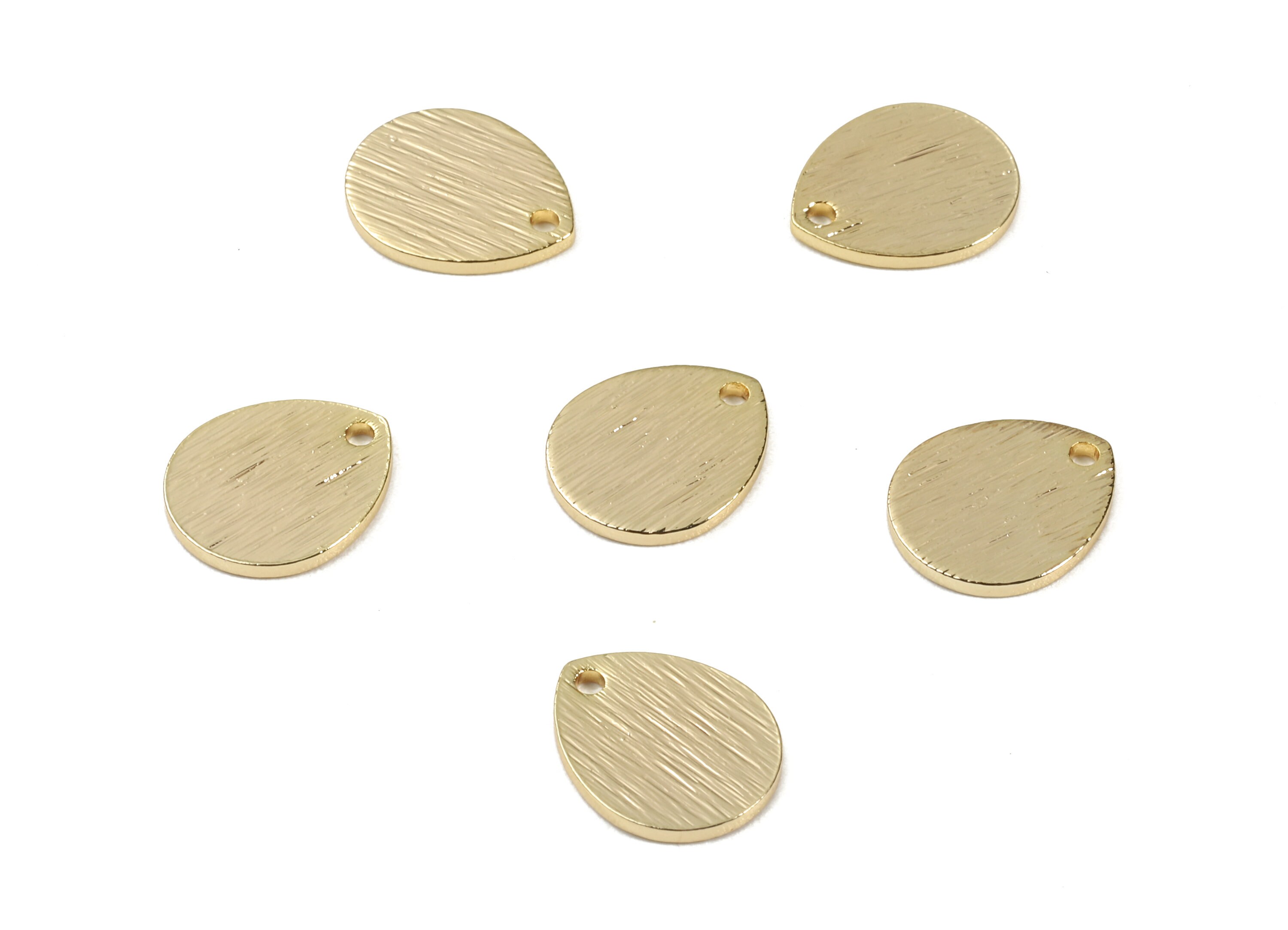 Brass Drop Charms - Brass Textured Drop Pendant - 18K Real Gold Plated Brass - Necklace Pendant - Jewelry Supplies - 12x10x1mm - RGP2306