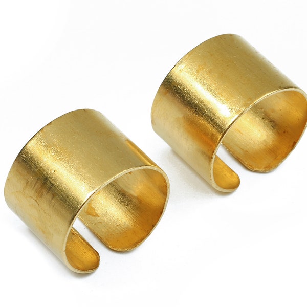 Brass Adjustable Ring Charms - Raw Brass Wide Ring - Tapered Ring Findings - Jewelry Supplies - 18.8x13.97x0.79mm - PP2696