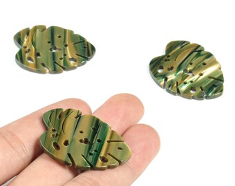 Acetate Leaf Earring Charms - Acetate Monstera Pendant - Earring Findings - Jewelry Supplies - Color Code:A78 - 37.87x31x2.5mm - AC2175-A78
