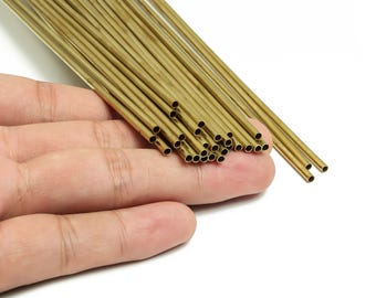 Round Brass Himmeli Tubes - Raw Brass Himmeli DIY Tube Beads - Circle Pipes for Geometric Shapes - For Air Plants -2.5x0.2x275mm- PP4569-275