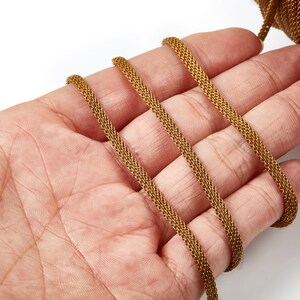 Raw Brass Mesh Chain - Raw Brass - Knitted Chain - For Jewellery Making - 0.17&quot; x 0.17&quot; - CC1083