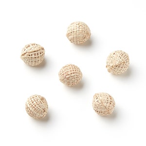 Handwoven Paper Rope Earrings - Ball Shaped Paper Rope Pendant - Wooden Straw Earring - Jewelery Handmade - 16.16x16.16mm - RT1073