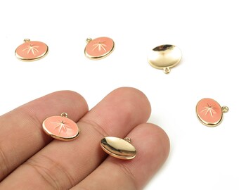 Colgante ovalado de latón para pendientes - Colgante de estrella dorada - Latón chapado en oro auténtico de 18 quilates - Materiales para la fabricación de joyas - 13,23 x 12,08 x 1,05 mm - RGP3738I