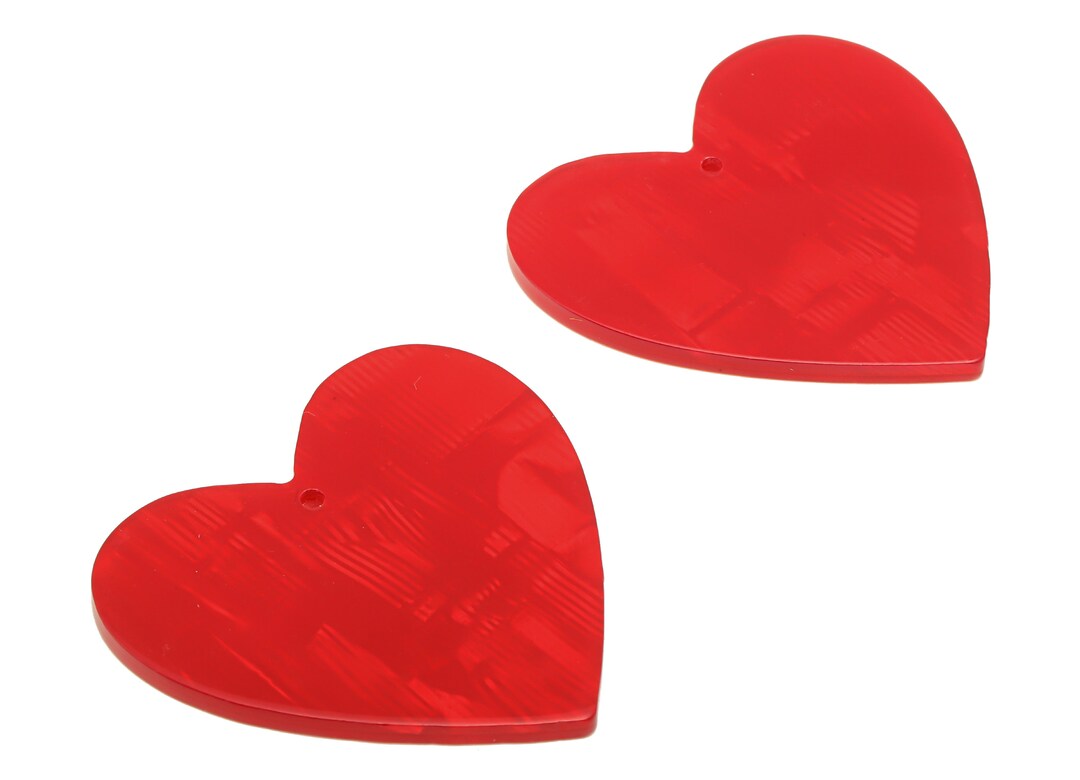 PVC Heart Earring Charm Red Love Charm PVC Heart Pendant red Heart