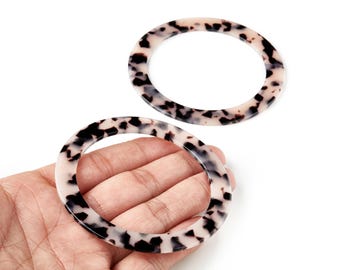 Acetate Hoop Connector - Blonde Tortoise Shell Charm - Circle Pendant - Jewelry Supply - Color Code: A07 - 83.2x83.2x2.55mm - AC1616-A07