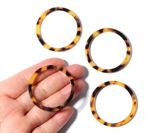 Acetate Hoop Earrings Connector - Tortoise Hoop Shell Earrings - Circle Pendant - Jewelry Supplies - Color Code: A02 - 43x43x2.7mm- AC1167A