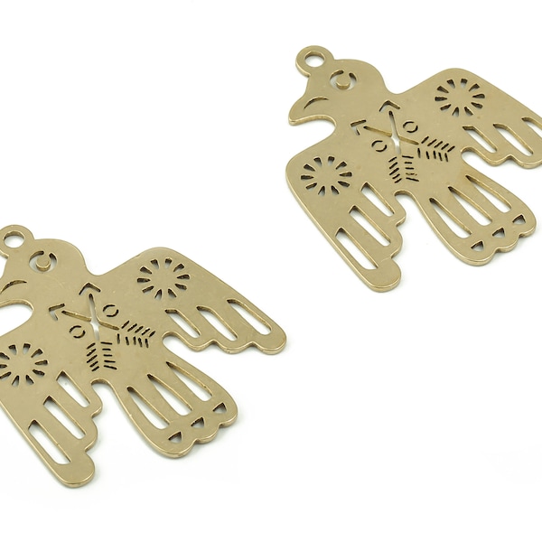 Brass Eagle Earring Charms - Raw Brass Bird Pendant Charm - Laser Cut Bird Charm - Jewelry Making Supplies -32.86x27.51x0.79mm- PPZ0006