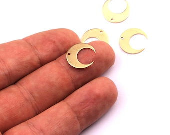 Brass Moon Charms - Moon Shaped Raw Brass Pendant - Jewelry Supplies - 14x0.8mm - PP1186