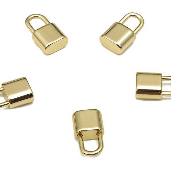 Brass Mini Padlock Charm - Gold Lock Earring - Lock Pendant For Necklace - For Bracelet - 18K Real Gold Plating - 12.7x7.3x4.1mm -RGP5311