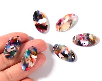 Acetate Oval Charms - Oval Earrings and Pendant - Earring Findings - Jewelry Supplies - Color Code: A60 - 26x13.7x2.53mm  - AC1077H