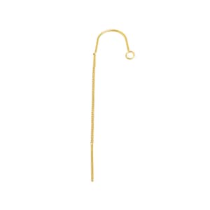 May include: Gold ear cuff with a long chain dangling from the hook. The chain is made of small, linked circles.