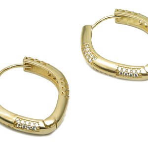 Brass Oval Hoop Earrings With Zircon - Raw Brass Hoops - Brass Stud - Brass Hoop Earring - 31.13x28.75x5.34mm - PP7832
