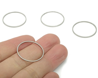 Stainless Steel 201 Round Hoop Connector - 25*1*1mm - Stainless Steel 201 Circle Ring Links - Jewelry Supplies - 24.74x24.74x1mm - SS1367-25