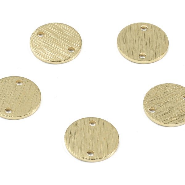 Brass Coin Connector - Raw Brass Mini Round Earring Connector - Textured Brass Circle Charm - Jewellery Supplies - 11.91x11.91x1.mm - PP3428