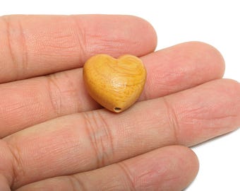Sandelholz Herz Perlen - Handgefertigte Holzperlen für Armband - Geschnitzte Holzanhänger - DIY Material Perlen - 19x18x12.9 mm - BB1359