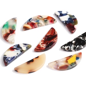 Acetate Semicircle Charms - Semicircle Earrings and Pendant - Earring Findings - Jewelry Supply - 11.2x27.3x2.5mm - AC1104