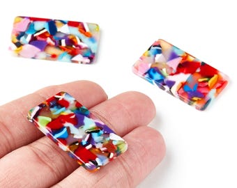 Acetat Acryl Ohrring Anhänger - Rechteck Anhänger mit 1 Loch - Ohrring Zubehör - Farbcode: A21 - 33.73x19.46x2.65 mm - AC1217H