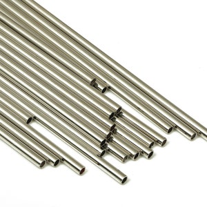 Silver Tone Himmeli Tubes - Brass Round Himmeli DIY Tube Beads - Circle Pipes for Geometric - For Air Plants - 2x0.2x60mm- PP4568S-60