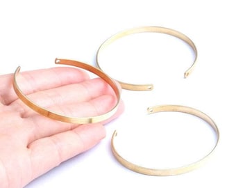 Adjustable Bangle Bracelet - Raw Brass Bracelet - Blanks Cuff - Expandable Wire Bangle For Charms - Jewelry Supplies - 57x51x4mm - PP1093