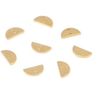 Brass Semicircle Connector - Raw Brass Moon Connectors With 2 Holes - Jewelry Supplies - 9.98x5.35x0.75mm - PP2166