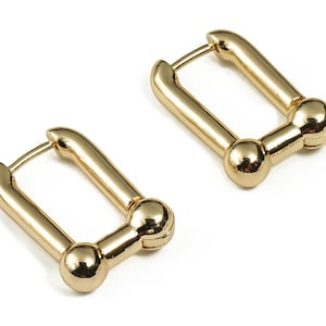 U Hoop Earrings – Brass Huggie Earring – Small Hoop Earring - 18K Real Gold Plated Brass – Jewelry Supplies - 21.61x15.48x3.62mm - RGP3302