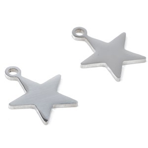 Stainless Steel Star Charms - Star Earrings and Pendant - Bracelet Pendant - Jewelry Supplies - 15.01x12.06x0.94mm - SS1083