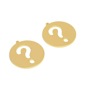 Brass Round Charms - Brass Question Mark Charm - Brass Mark Pendant - Question Mark Pendant - Gold Tone Plating - 45x42.21x2.33mm - PP8840G