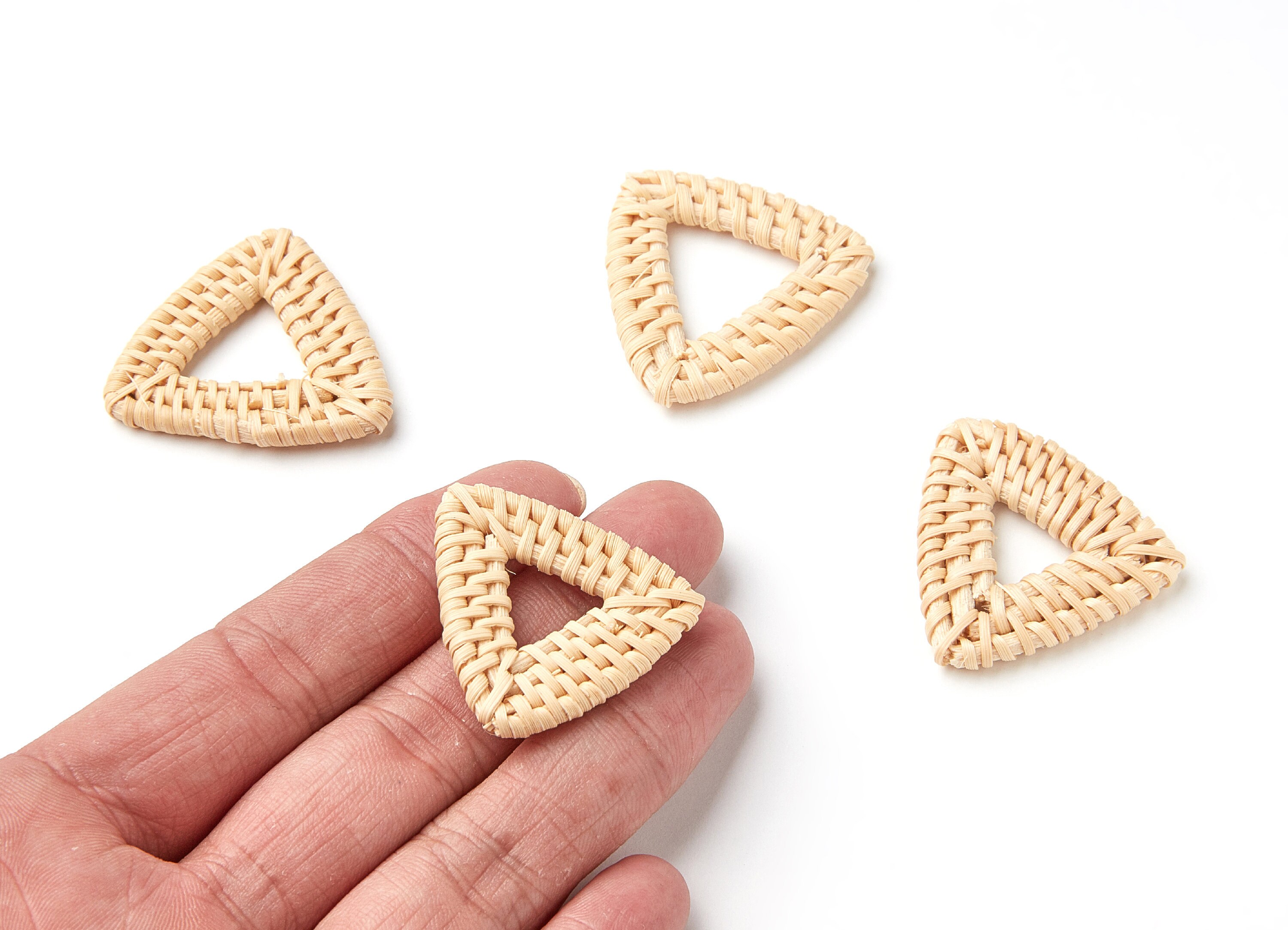 Orecchini Donna In Rattan Intrecciato CHUNYANAN - Set Di 4 Pendenti Geometrici Con Nappe, Fatti A Mano